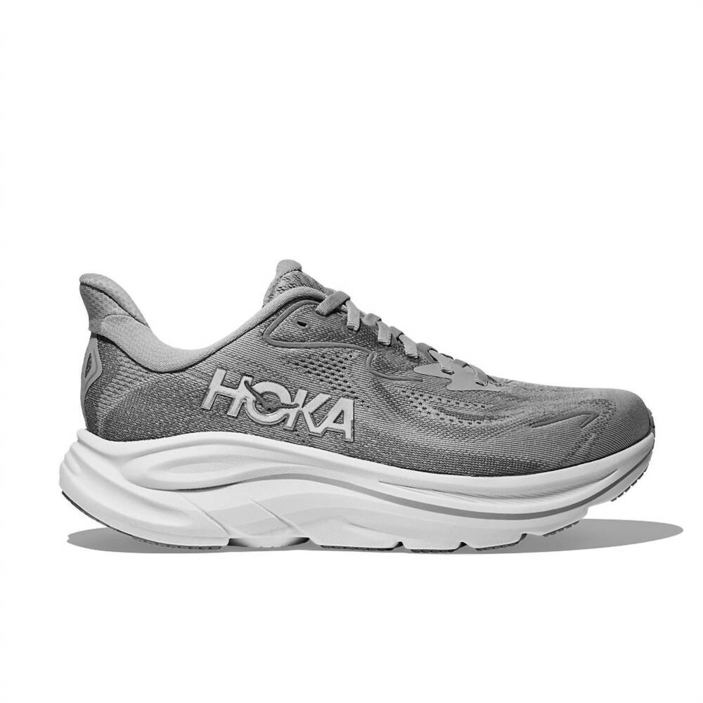 NEW HOKA women's clifton 10 running shoes in stellar grey/galactic grey